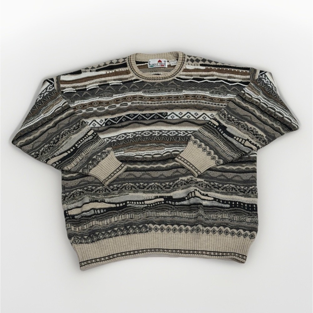 Vintage 3D Knit Sweater Men's Large‎ Coogi Style Textured Florence Tricot Italy